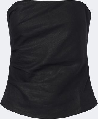 Faithfull The Brand Alzira shirred linen strapless top