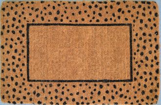 Imports Decor Cheetah Print Coir Door Mat, Handwoven Printed Entryway Rug with Non-Slip Backing, Outdoor Welcome Mat, Water-Based Colors