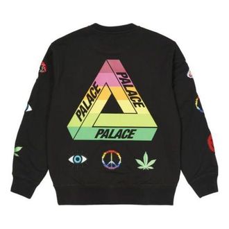 Palace SS22 Mixed Media Bitmap Crew Sweater Black P22CS206