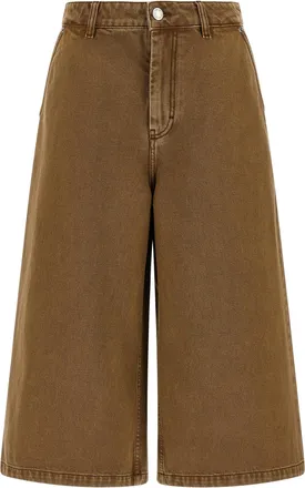 Ami Brown Cotton Bermuda Womens Shorts