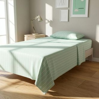 KASANOVA Completo letto 1 piazza e mezza policotone righe verde