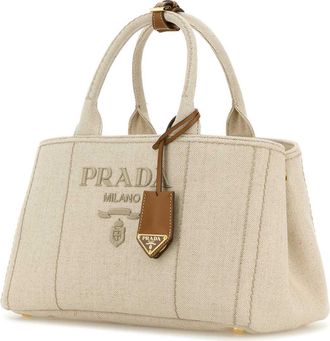 Prada Womens Milano Tote Beige Calf Leather