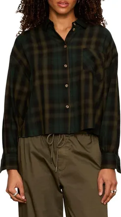 Sanctuary The Autumn Edit Flannel Shirt in Forest Green Plaid at Nordstrom, Size Xx-Large