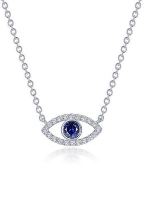 Lafonn Evil Eye Lab Created Sapphire & Simulated Diamond Pendant Necklace in Blue at Nordstrom, Size 20
