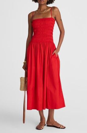 Madewell Smocked Cotton Poplin Maxi Dress in Festival Red at Nordstrom Rack, Size Xx-Large