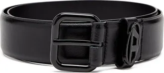 Diesel 3.9cm logo-plaque embellished leather belt - Belts - Unisex - Black