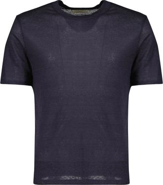 Officine G&eacute;n&eacute;rale Garment T-shirt - Heren - T-shirts - Blauw - XL - Linnen - Tops