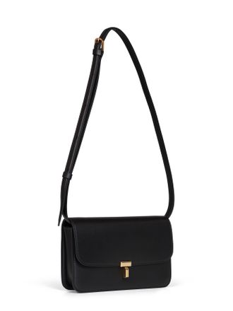 Toteme T-Lock Foldover Crossbody Bag - Black