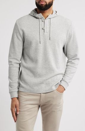 Johnnie-O Kester Henley Hoodie in Light Gray at Nordstrom, Size Xx-Large