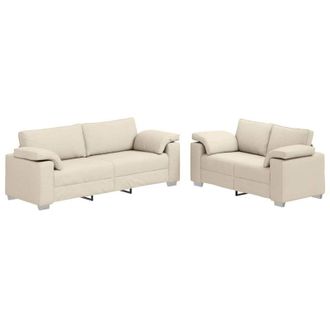 vidaXL Sof&aacute; 2 Pcs Beige 219 X 80 X 82 Cm Tejido Mezcla De Lino Vidaxl