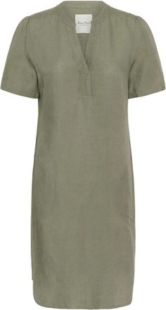Part Two Eenvoudige Jurk met V-Hals - Dames - Korte kleedjes - Groen - 2XS - Linnen - Kleedjes