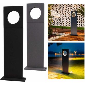 Trade Shop Trade Shop Traesio - Lampada Palo Da Giardino Led Cerchio 50cm 12 w Grigio Luce 6500k 4000k 3000k Es60 - -Bianco Caldo