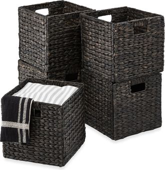 Best Choice Products 13x13in Hyacinth Storage Baskets, Set of 5 Multipurpose Collapsible Organizers