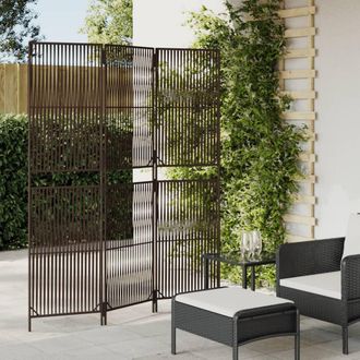 vidaXL Biombo De 3 Paneles Rat&aacute;n Sint&eacute;tico Marr&oacute;n Vidaxl