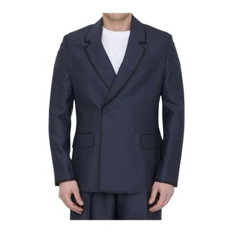 Dior Jassen, Heren, Blauw, L, Wol, Oblique Jas