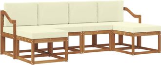 vidaXL Conjunto De Sof&aacute;s De Exterior 6 Uds. Natural Y Crema Vidaxl