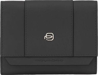 Piquadro Small size- leather womens trifold wallet with credit card facility and Rfid protection - Dames - Portefeuilles - Zwart - ONE Size - Accessoires