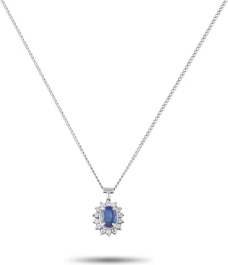 Luxury Bazaar Platinum 0.16ct Diamond and Sapphire Pendant Necklace MF27-041326