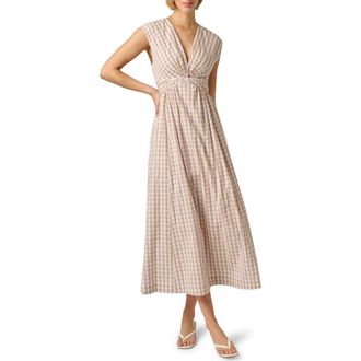 Adrianna Papell Twist Front Midi Dress in Beige/Ivory at Nordstrom, Size 16