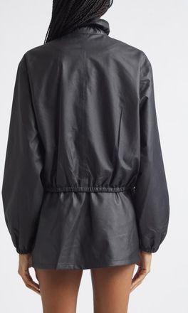 Alexander Wang Shrunken Leather Track Jacket in Black at Nordstrom, Size X-Large