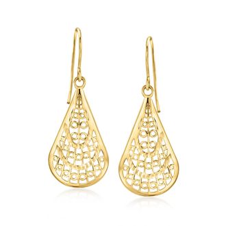 Ross-Simons 10kt Yellow Gold Filigree Teardrop Earrings