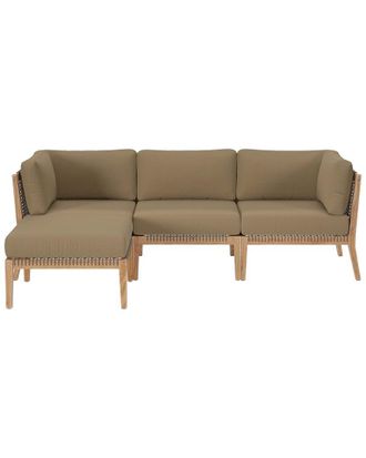 ModWay Clearwater Outdoor Patio Teak Wood 4Pc Sectional Sofa