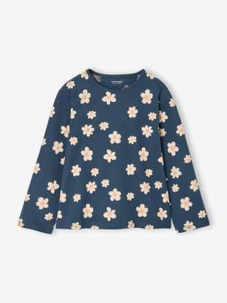 Vertbaudet M&auml;dchen Langarmshirt mit Allover-Herzprint marine