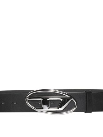 Diesel Womens Belt With D-Logo Buckle Black Leather Wool