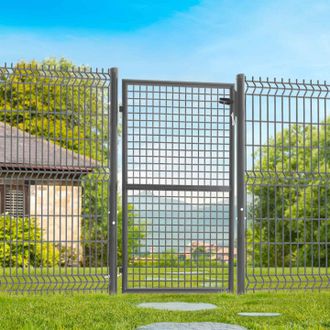 IDMarket Verja De Jard&iacute;n De 105 X 150 Cm De Acero Gris Antracita Con Cerradura Y Tirador