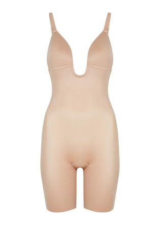 Spanx Suit Your Fancy Open-bust Mid-thigh Bodysuit - Beige - XS