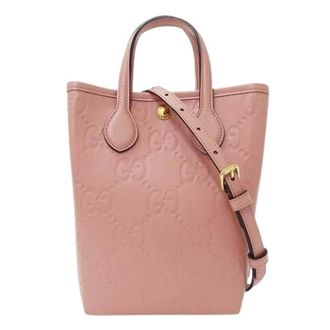 Gucci Pre-owned Tote Bags, female, Pink, Size: ONE SIZE Pre-owned Vintage GG Leather Shoulder Bag
