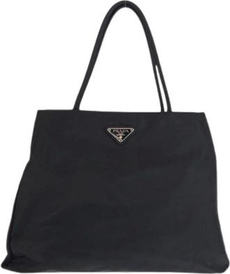 Prada Pre-owned Tote Bags, female, Black, Size: ONE SIZE Pre-owned Tessuto Nylon Tote Bag