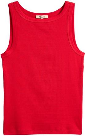 Madewell High Neck Cotton Tank in Cerise at Nordstrom, Size Xx-Small