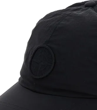 Stone Island Boys Black Baseball Cap With Tonal Logo Patch Polyamide Fibers Hat