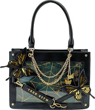 Generic Butterflies Tote Bag - Dark Maze Butterfly Tote Bag with Dark Style Butterflies | Reusable Shopping Bag for Women for, gold, Siehe Beschreibung