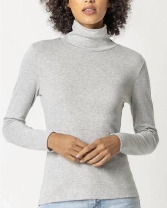 Lilla P Long Sleeves Turtleneck Tee In Heagray