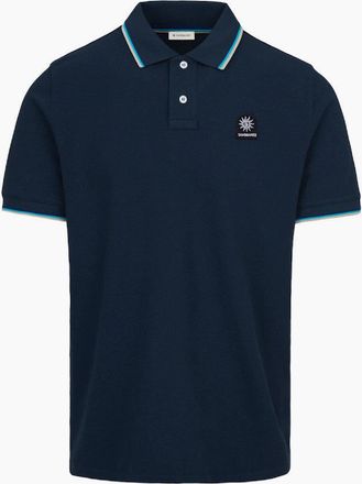 Sandbanks Mens Sandbanks Tipped Badge Pique Polo S1-26 Navy - Size: 44