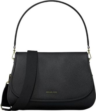 Michael Kors Tassen, Dames, Zwart, ONE Size, Leer, Holmes Medium Gekorreld Leder Convertible Messenger Bag
