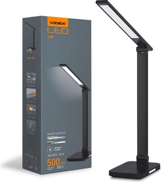 Videx L&aacute;mpara De Escritorio Led Videx Vl-tf17b Negra Con Carga Inal&aacute;mbrica