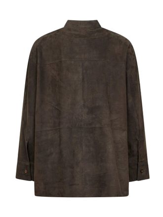 Max Mara Womens Green Suede Leather Midi Jacket Furs & Skins - Lamb Skin Shirt