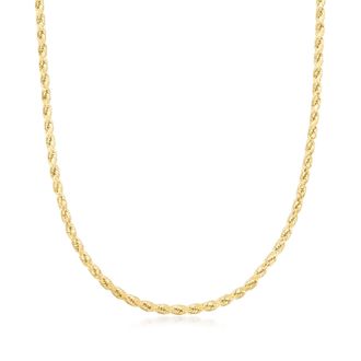 Canaria Canaria Mens 4mm 10kt Yellow Gold Rope Chain Necklace