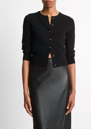 Vince Metal Button Cardigan In Black