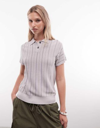 Obey Polo in maglia multicolore a righe