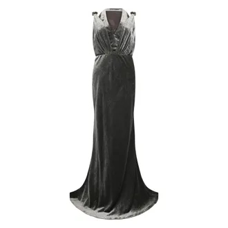 Alberta Ferretti Kleedjes, Dames, Grijs, M, Lange Elegante Avondjurk