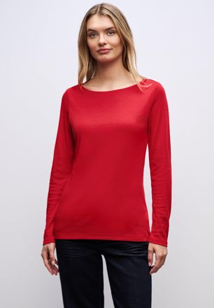 Street One Langarmshirt STREET ONE Style Lanea, Damen, Gr. 36, racing rot, Jersey, Obermaterial: 50% Baumwolle, 50% Modal. Futter: 100% Baumwolle, unifarben, reg