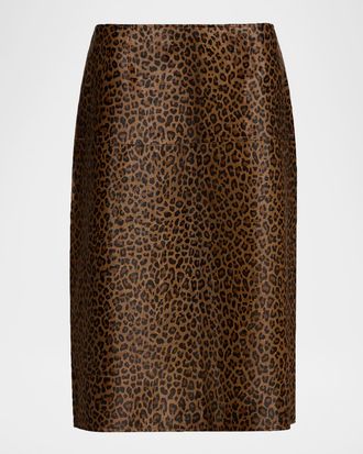 Frame Denim Leopard Calfhair Skirt
