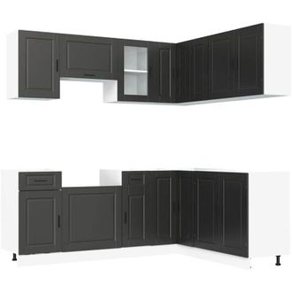 vidaXL Vidaxl - Mueble De Cocina Porto Negra 11 Piezas Madera Contrachapada