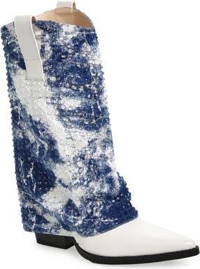 Azalea Wang Hartley Fold-Over Boot in Whitemulti at Nordstrom Rack, Size 6