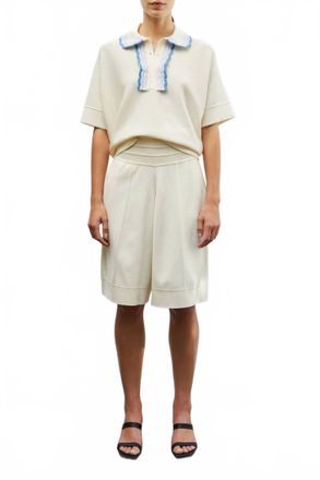 Molli Duc Rick Rack Edged Collar Polo In Natural/multi