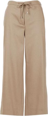 Max Mara Wijde broek - Dames - Wijde Broeken - Bruin - S - Wol - Broeken